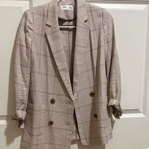Chic Beige Plaid Blazer